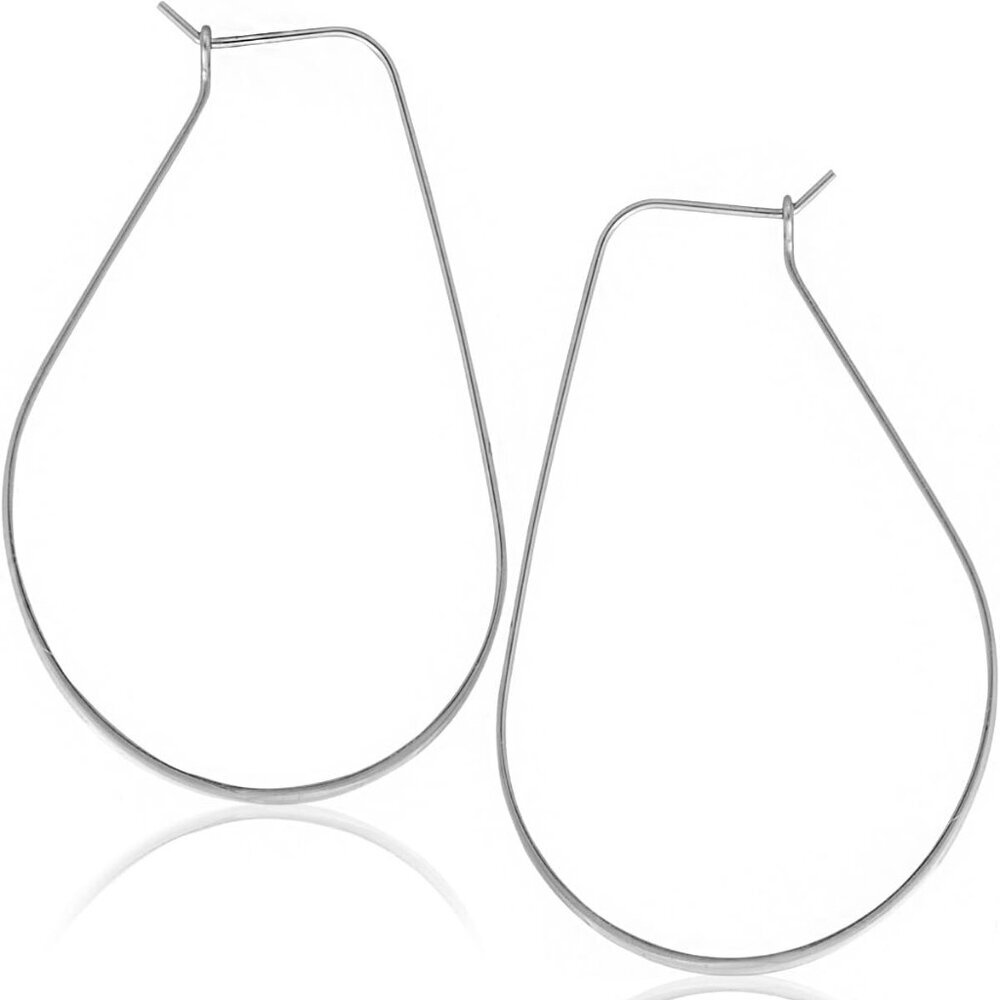 Humble Chic Oval Threader Hoop Earrings for Women - Lightweight Thin Teardrop Ea